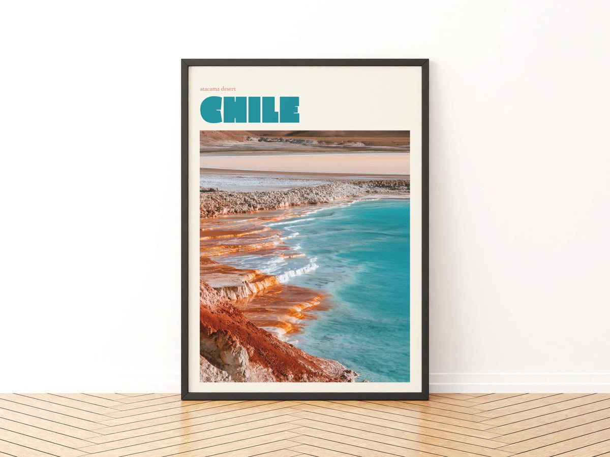 Atacama Desert Chile Contemporary Travel Print, Salt Lake Wall Art, South America