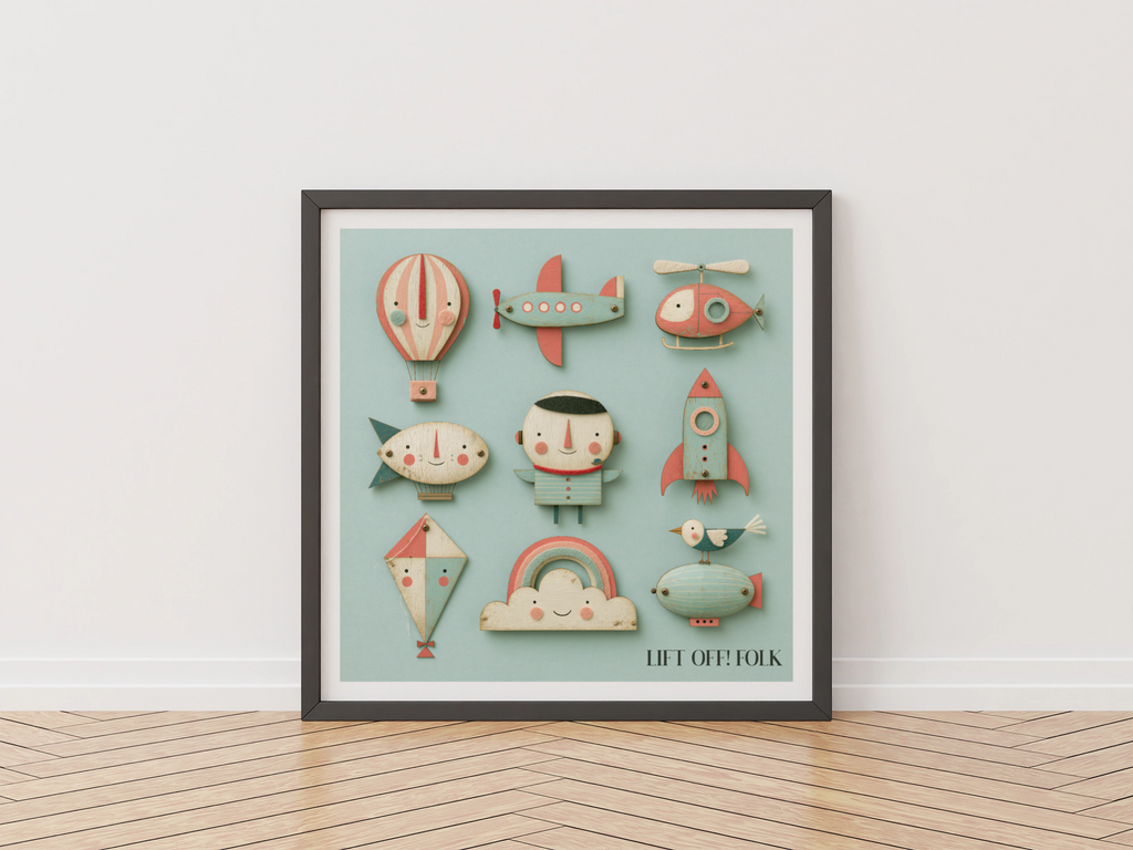 Lift Off Folk Nursery Print