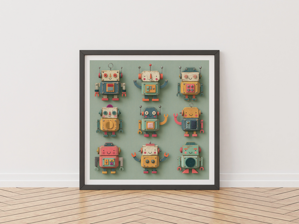 Robot Folk Nursery Print