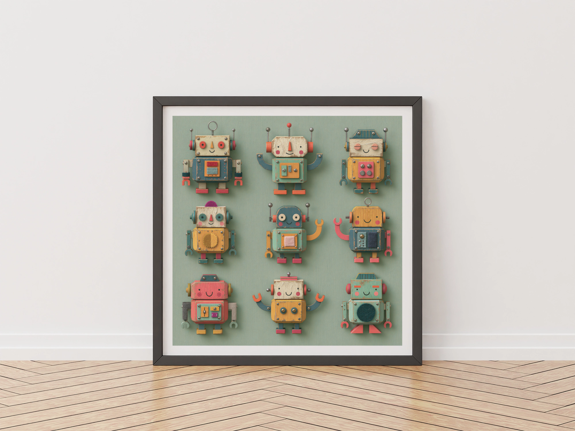 Robot Folk Nursery Print