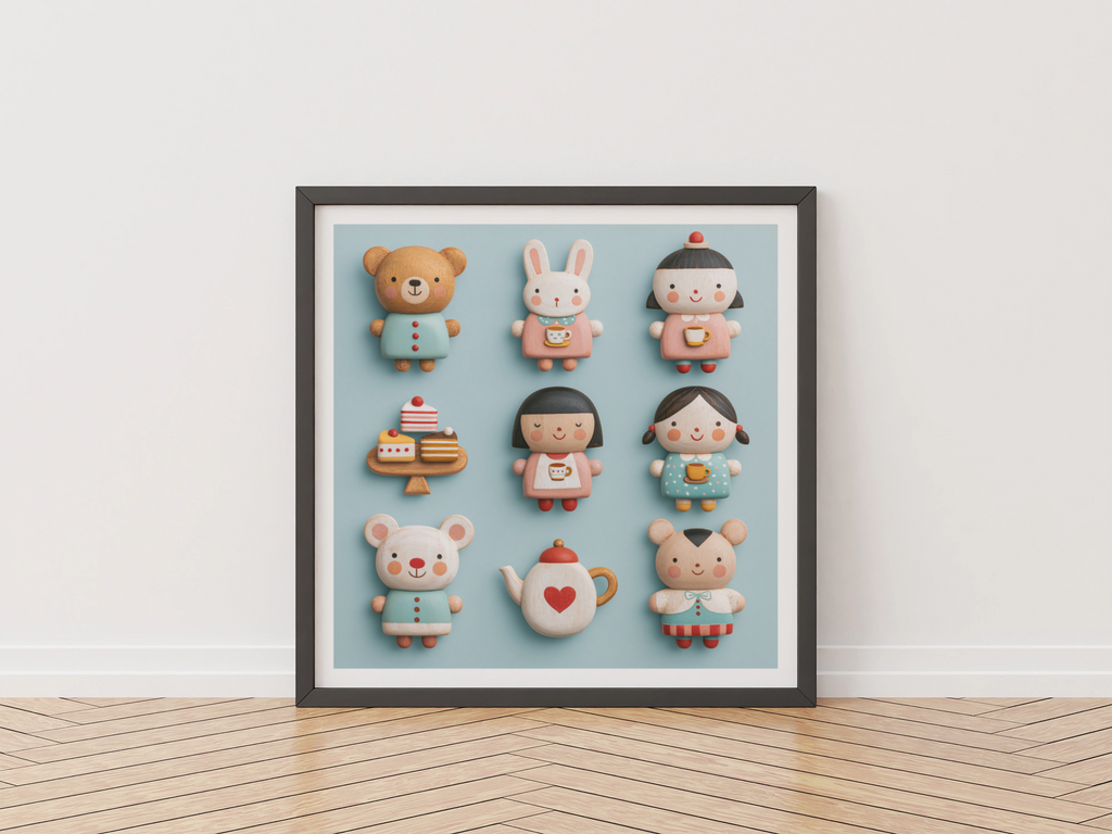 Teddy Picnic Nursery Print