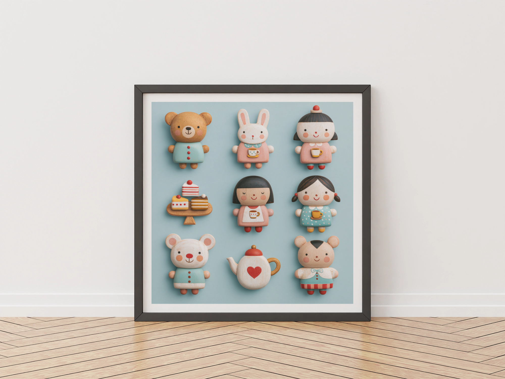 Teddy Picnic Nursery Print