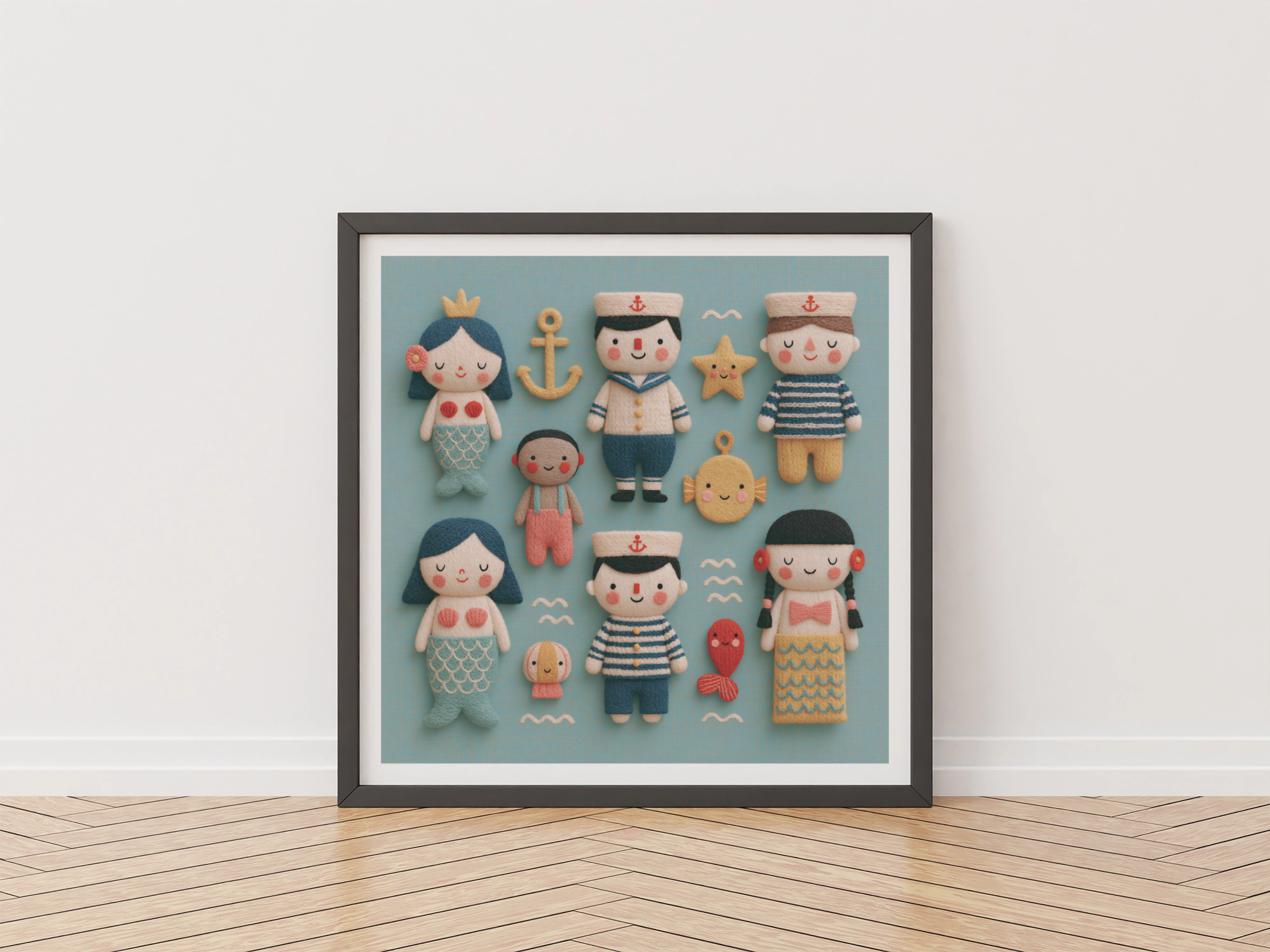 Mermaid Folk Nursery Print