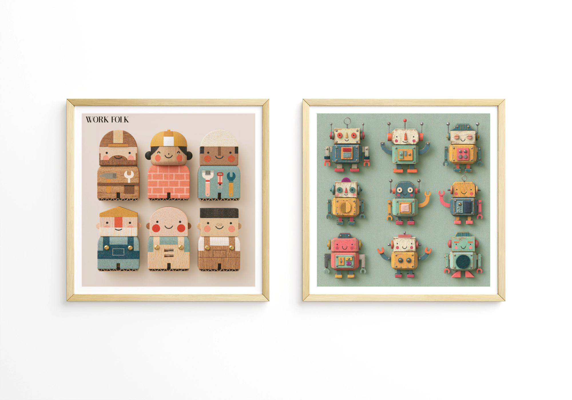 Robot Folk Nursery Print