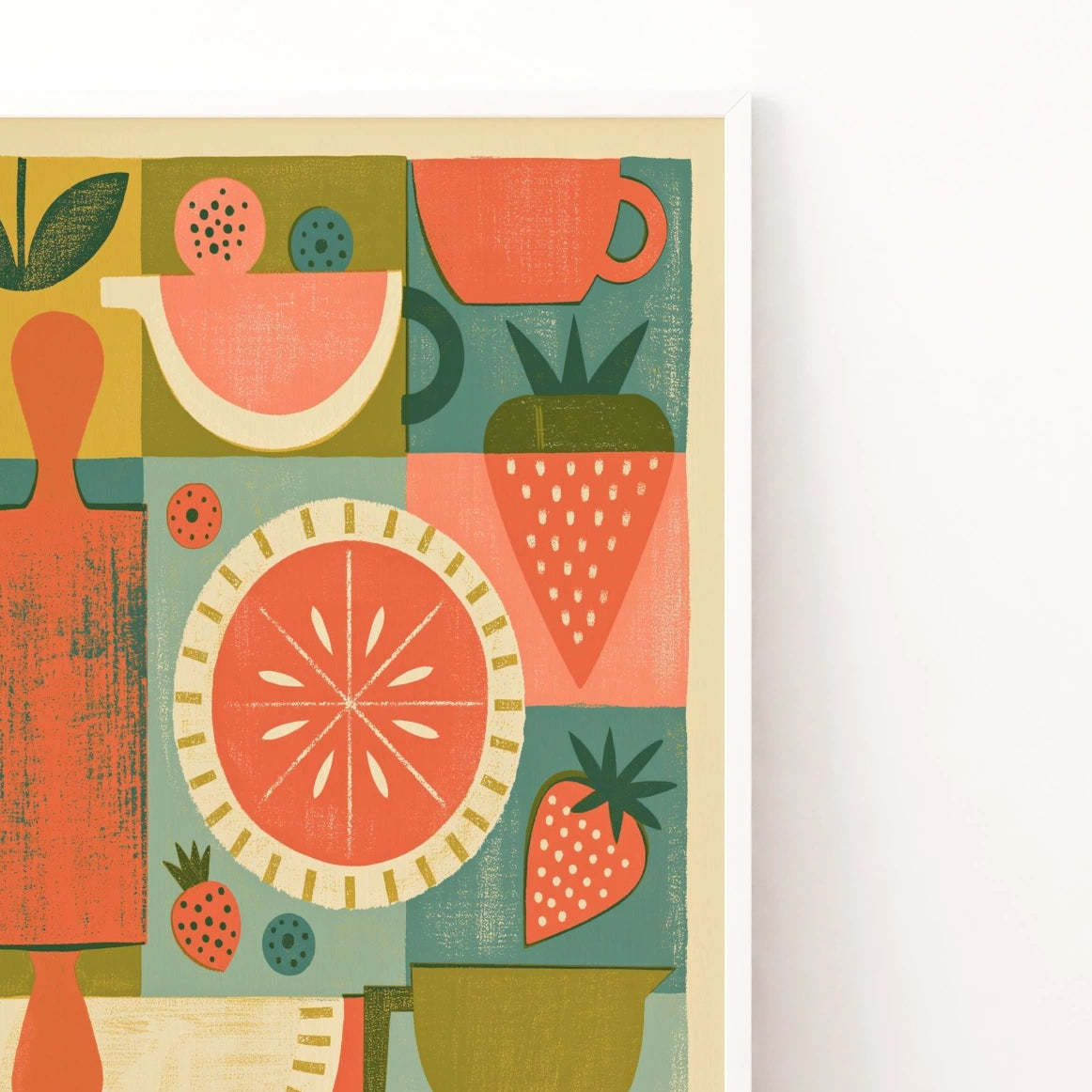 Vintage Food Poster Print | Rustic Kitchen Decor | Retro Mid Century Risograph Baking Art