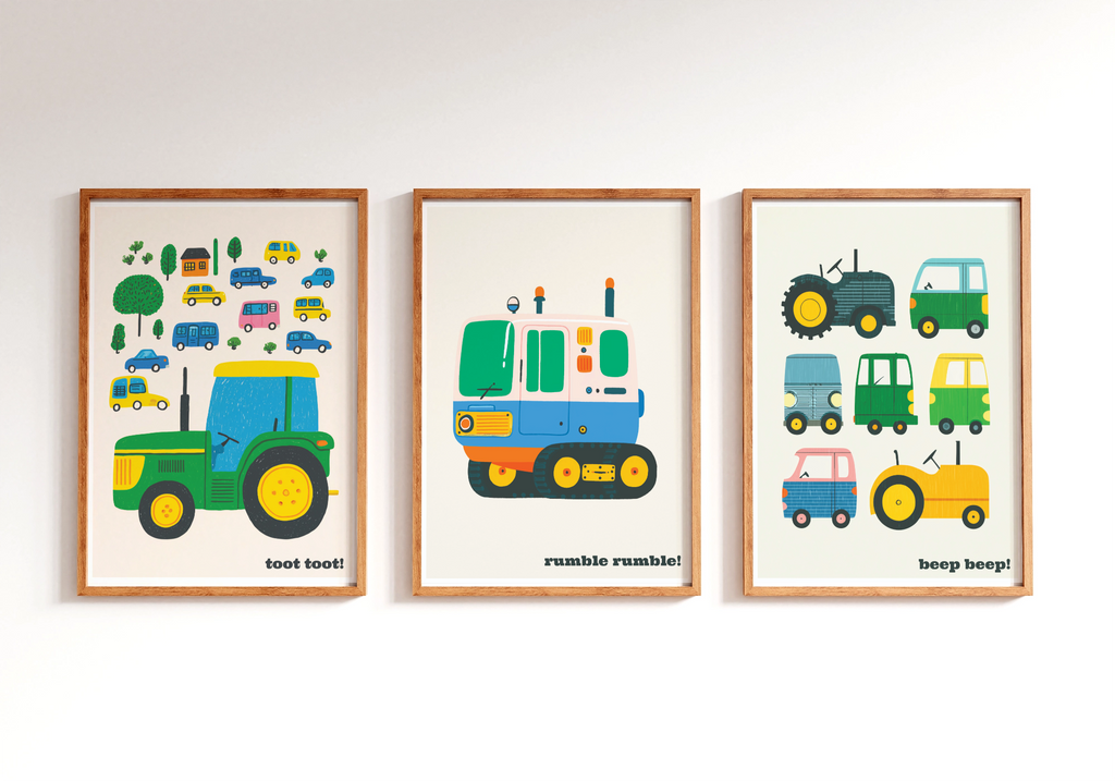 Boys Transport Wall Art Set of 3