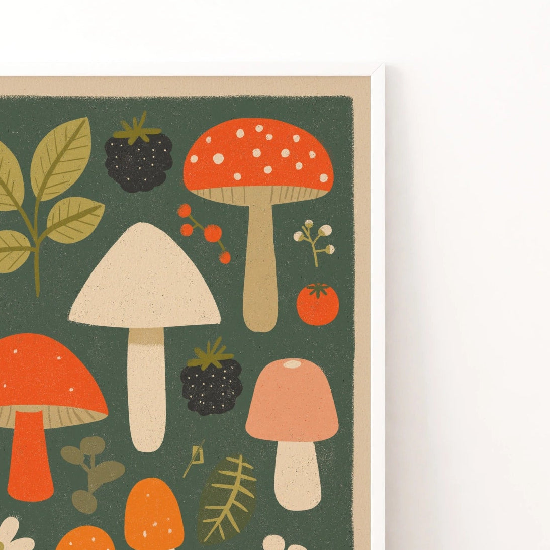 Retro Mushroom Print - Vintage Food Poster Print | Rustic Kitchen Decor | Retro Mid Century Risograph Mushroom Art