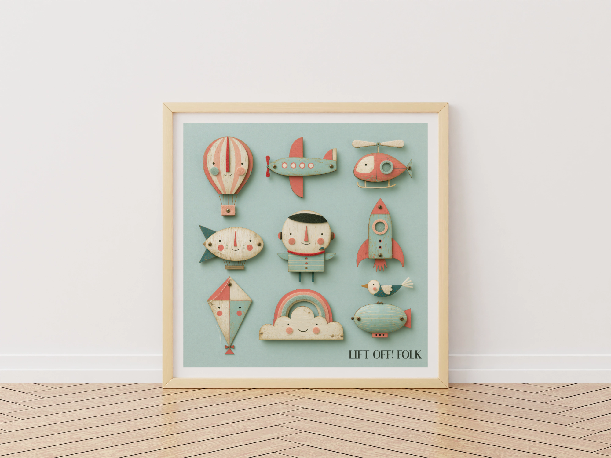 Lift Off Folk Nursery Print