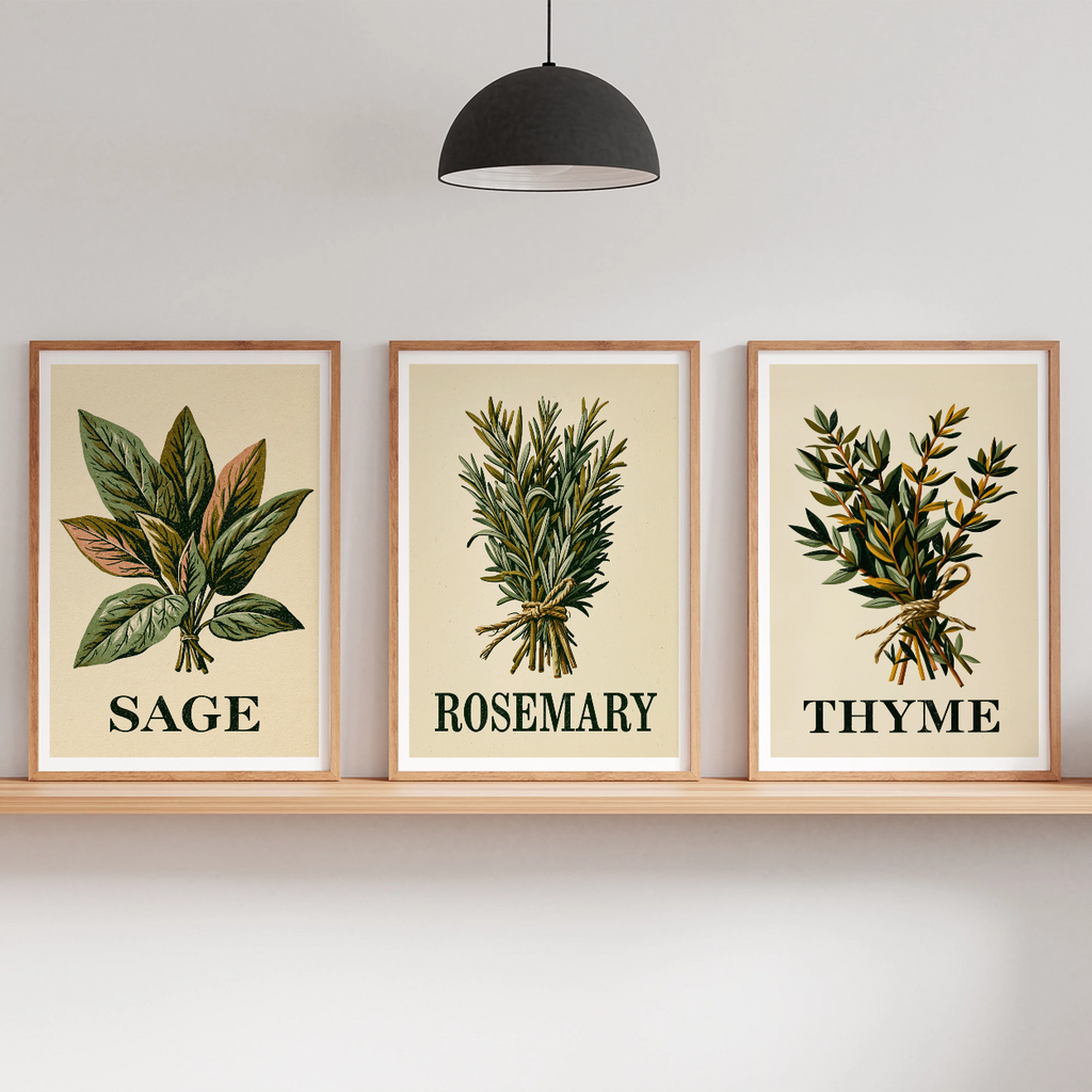 Vintage Herb Print Set