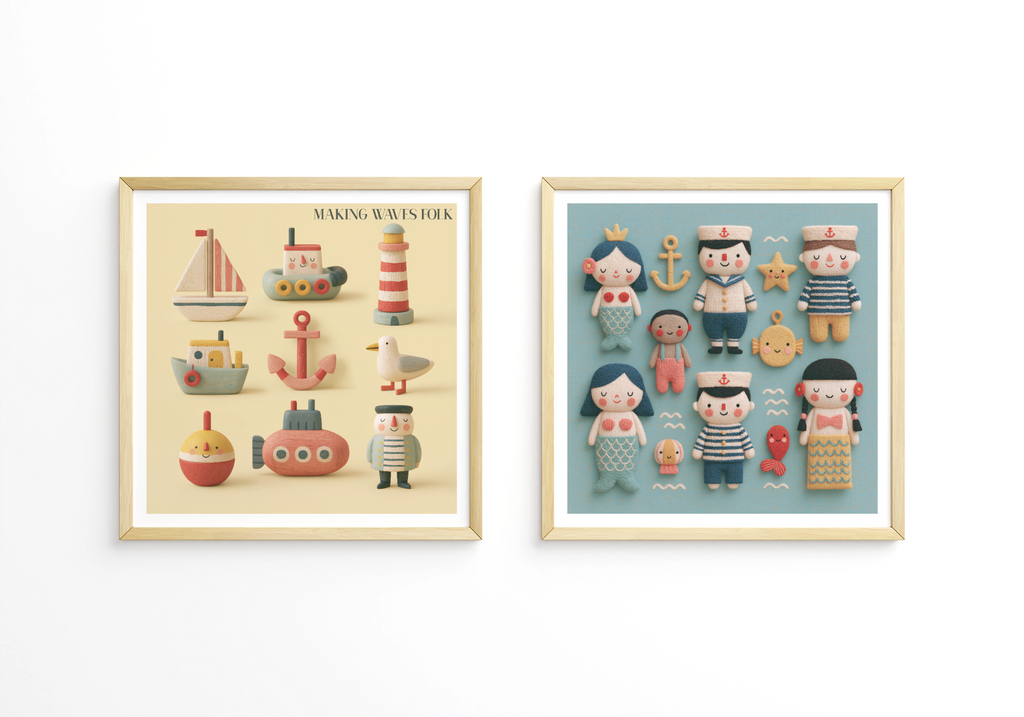 Mermaid Folk Nursery Print