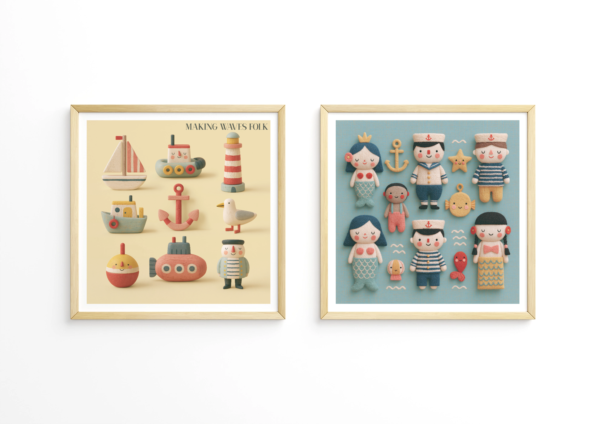 Mermaid Folk Nursery Print