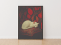 Sleeping White Cat Print