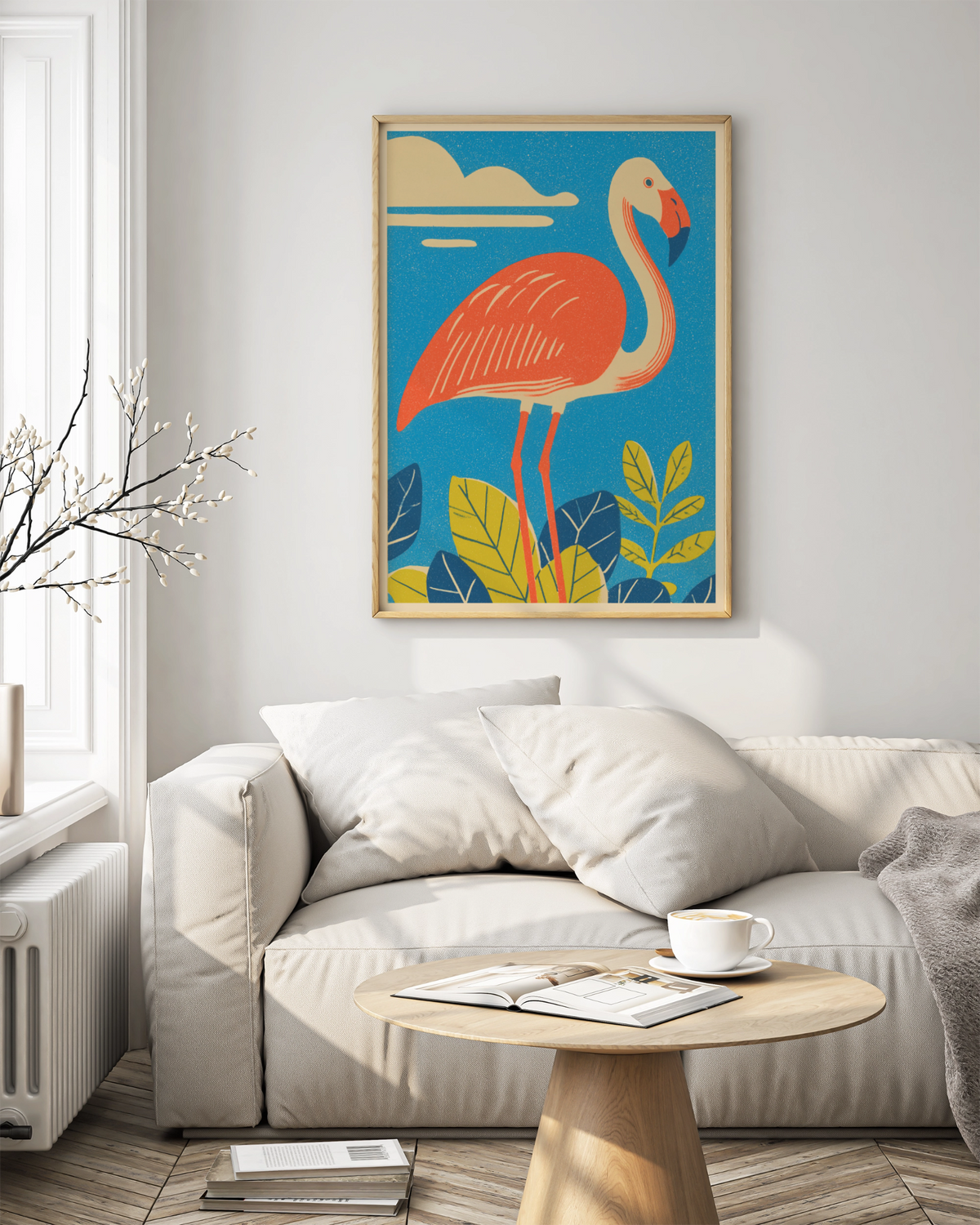Flamingo Retro Bird Print