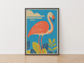 Flamingo Retro Bird Print