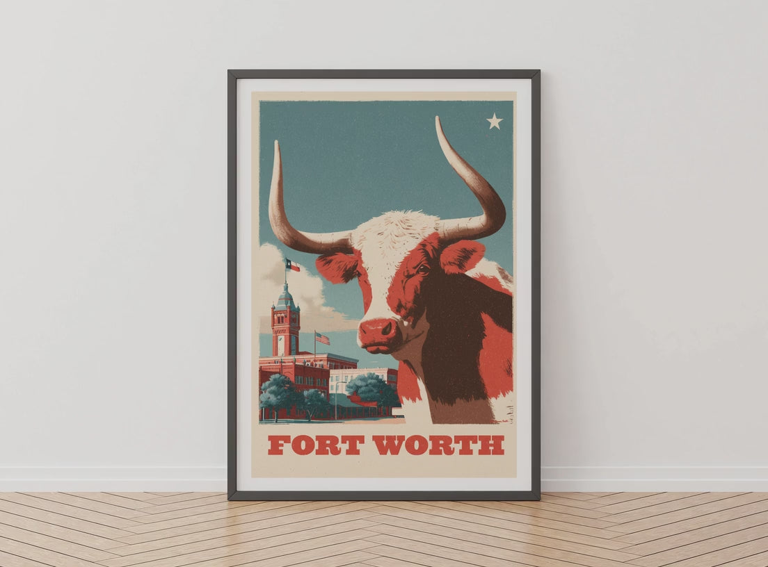 Fort Worth Longhorn Print