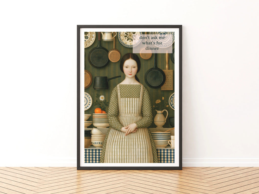 Vintage Food Poster Print | Don't Ask Me What's For Dinner, Rustic Kitchen Decor