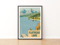 Flathead Lake Montana Retro Poster, Vintage Travel Print, Mountain Lake Wall Art, Cabin Decor