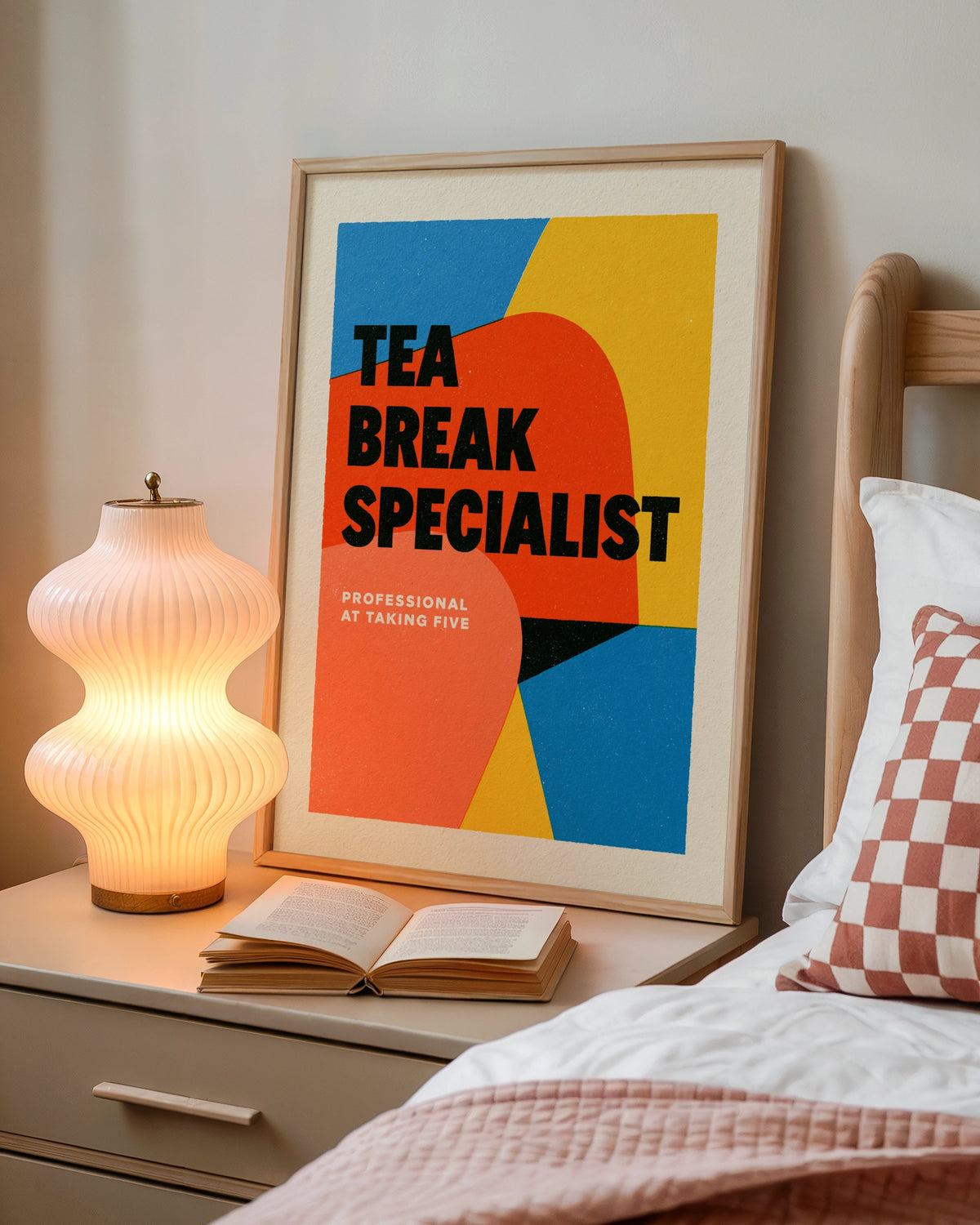 Tea Break Specialist Typography Poster, Funny Office Print, Bold Colourful Wall Art