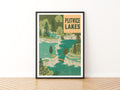Retro Plitvice Lakes Croatia Poster, Vintage Travel Print, Waterfall Wall Art, Green Nature Art