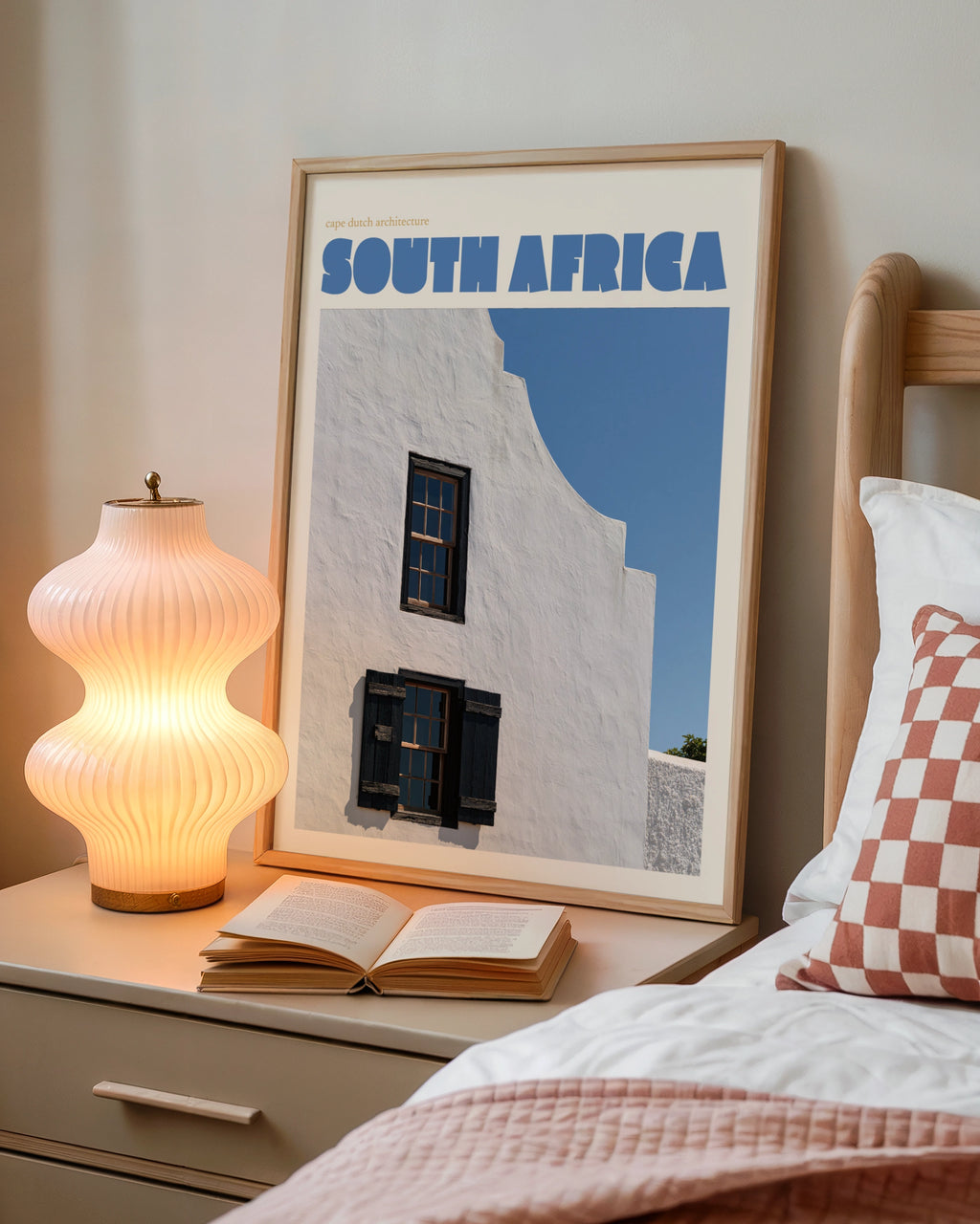 South Africa Contemporary Travel Poster, Cape Dutch Architecture Print, African Wall Art