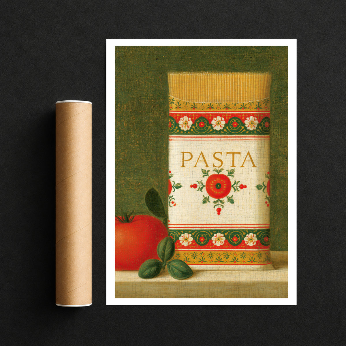 Vintage Food Poster Print, Pasta Kitchen Wall Art, Rustic Italian Retro Mid Century Risograph Decor