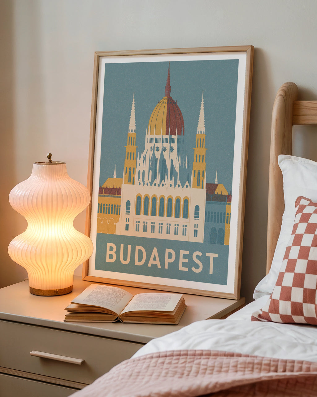 Budapest Retro Travel Poster, Hungary Parliament Print, Vintage Travel Wall Art Gift