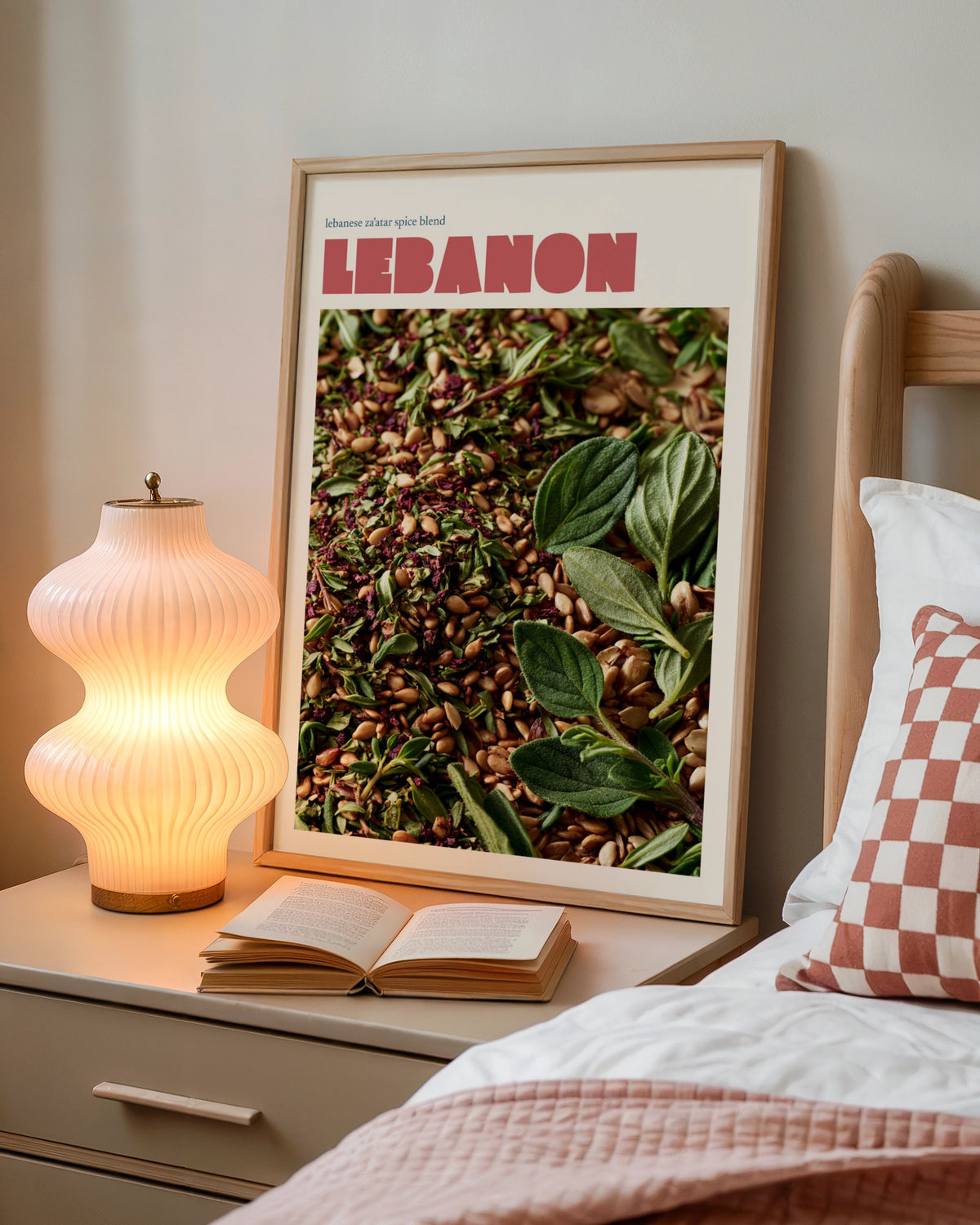 Lebanon Za'atar Retro Travel Poster, Middle East Kitchen Wall Art Print