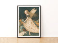 Sea Fairy Classic Inspired Print, Ocean Fairy Wall Art, Seashell Fairy Poster, Teal Folk Art