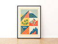 MTB Mountain Bike Retro Poster, Cycling Wall Art Print, Trail Riding Gift for Cyclists
