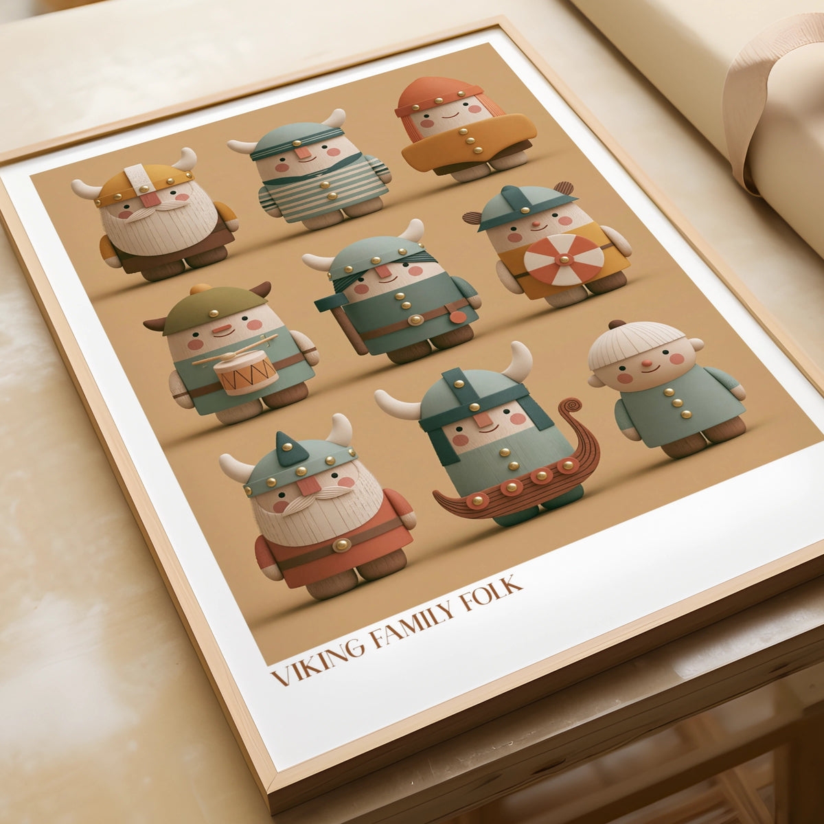 Viking Kids Wall Art, Retro Children's Print, Cute Folk Poster, Nursery Collectable