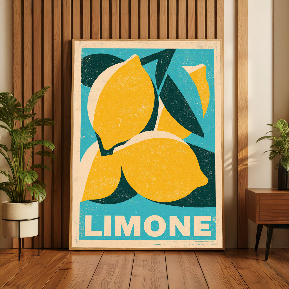 Vintage Food Poster Print | Rustic Kitchen Decor, Limone Lemon Art, Retro Citrus Wall Art