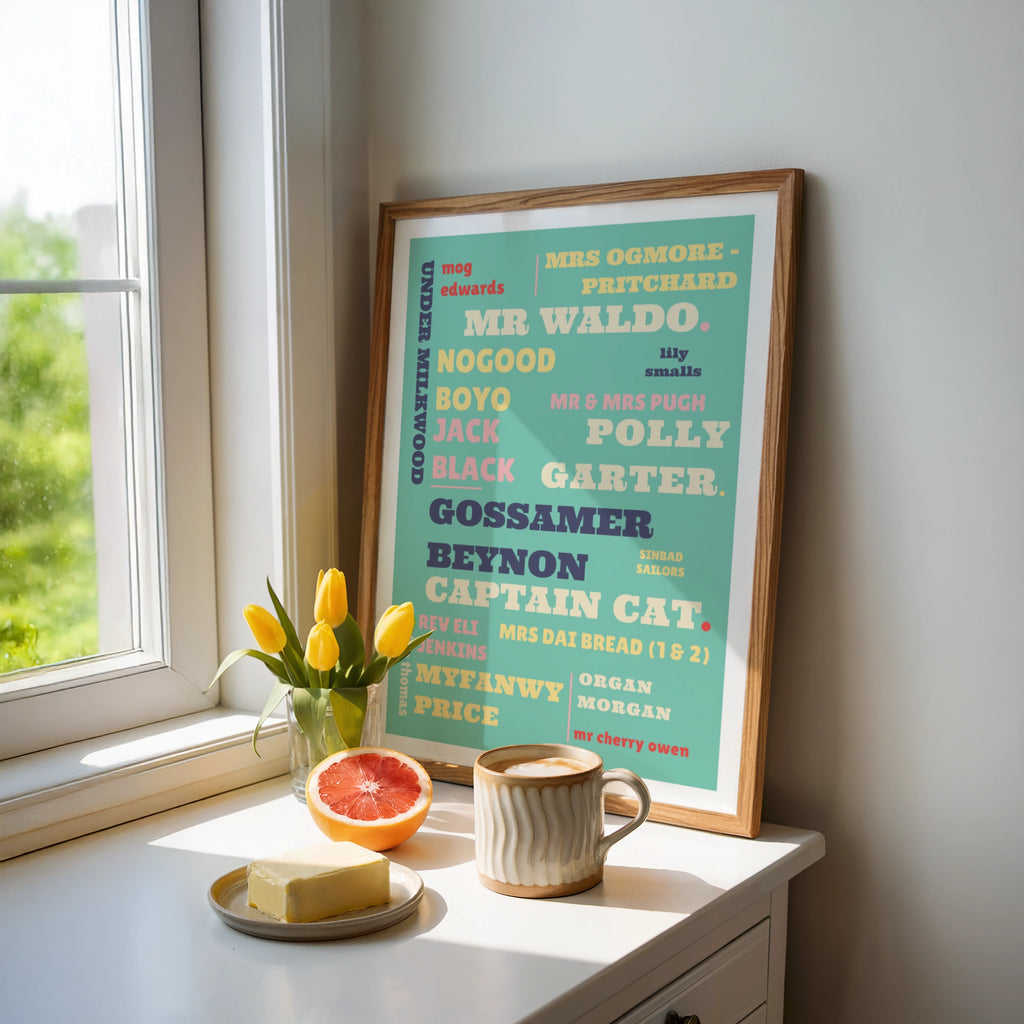 Under Milk Wood Print, Dylan Thomas Poster, Welsh Literature Wall Art, Retro Typography Gift