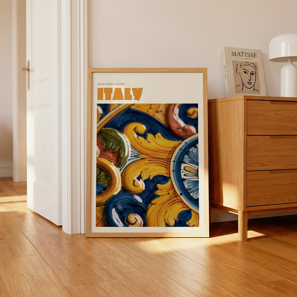 Italy Travel Print, Deruta Majolica Pottery Contemporary Wall Art, Italian Gift