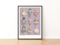 Ballet Folk Retro Nursery Poster, Wooden Toy Ballerina Wall Art, Children's Collectable Print