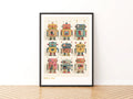 Robot Folk Art Print, Retro Children's Collectable Poster, Vintage Toy Robot Kids Wall Art