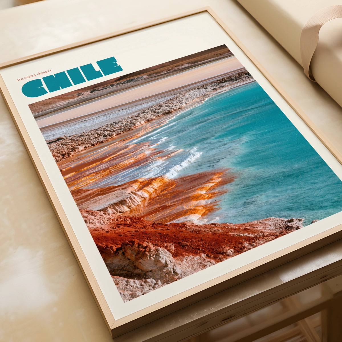 Atacama Desert Chile Contemporary Travel Print, Salt Lake Wall Art, South America