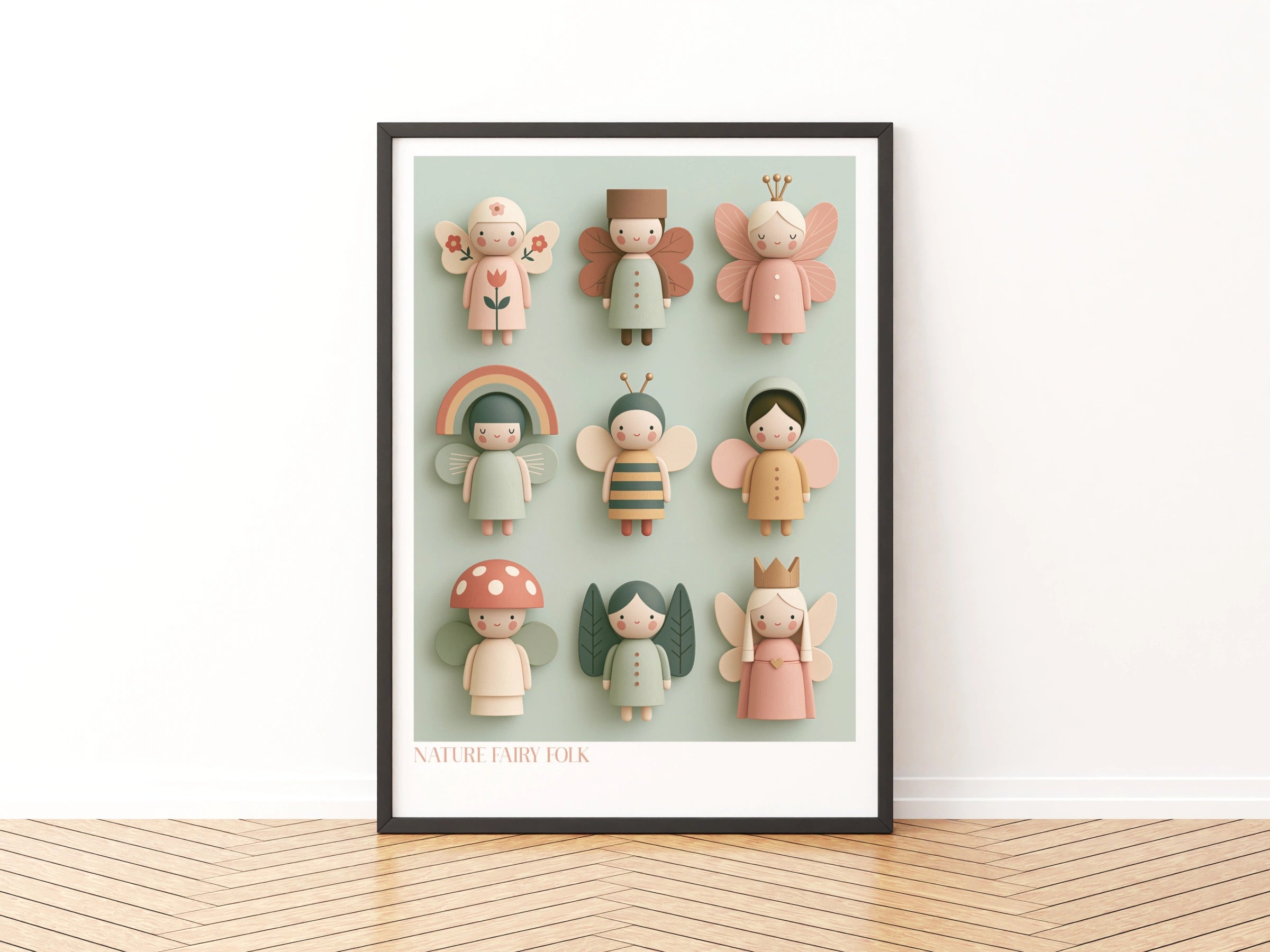 Nature Fairy Folk Poster, Retro Children's Print, Fairy Collectable Wall Art, Kids Room Decor