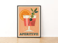 Aperitivo Vintage Food Poster Print | Rustic Kitchen Decor | Retro Mid Century Risograph Art