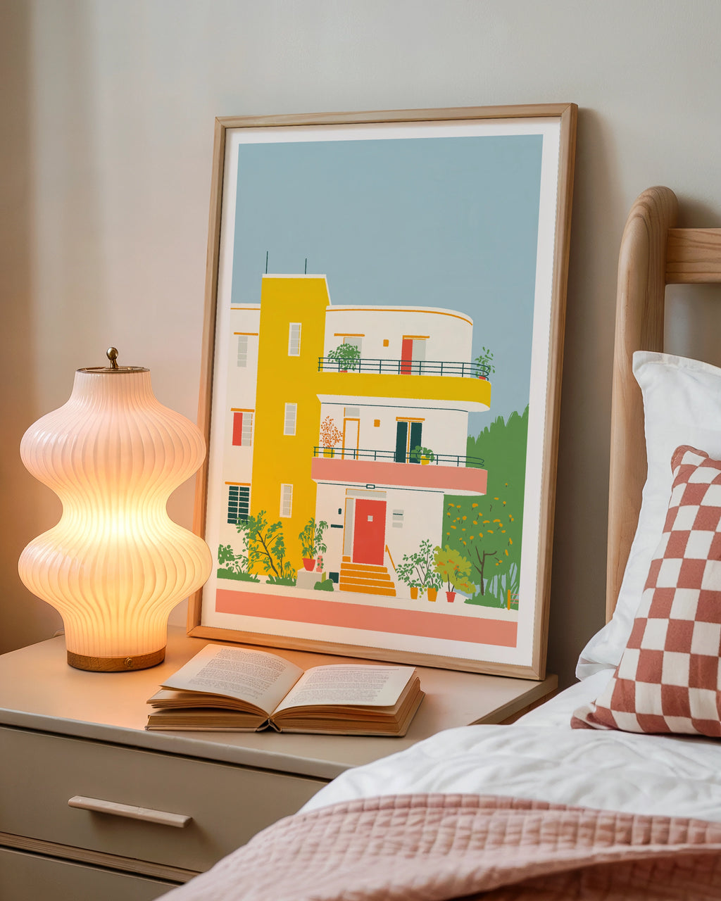Bauhaus Architecture Print, White City Poster, Colourful Building Art - Modern Style Apartment Print.