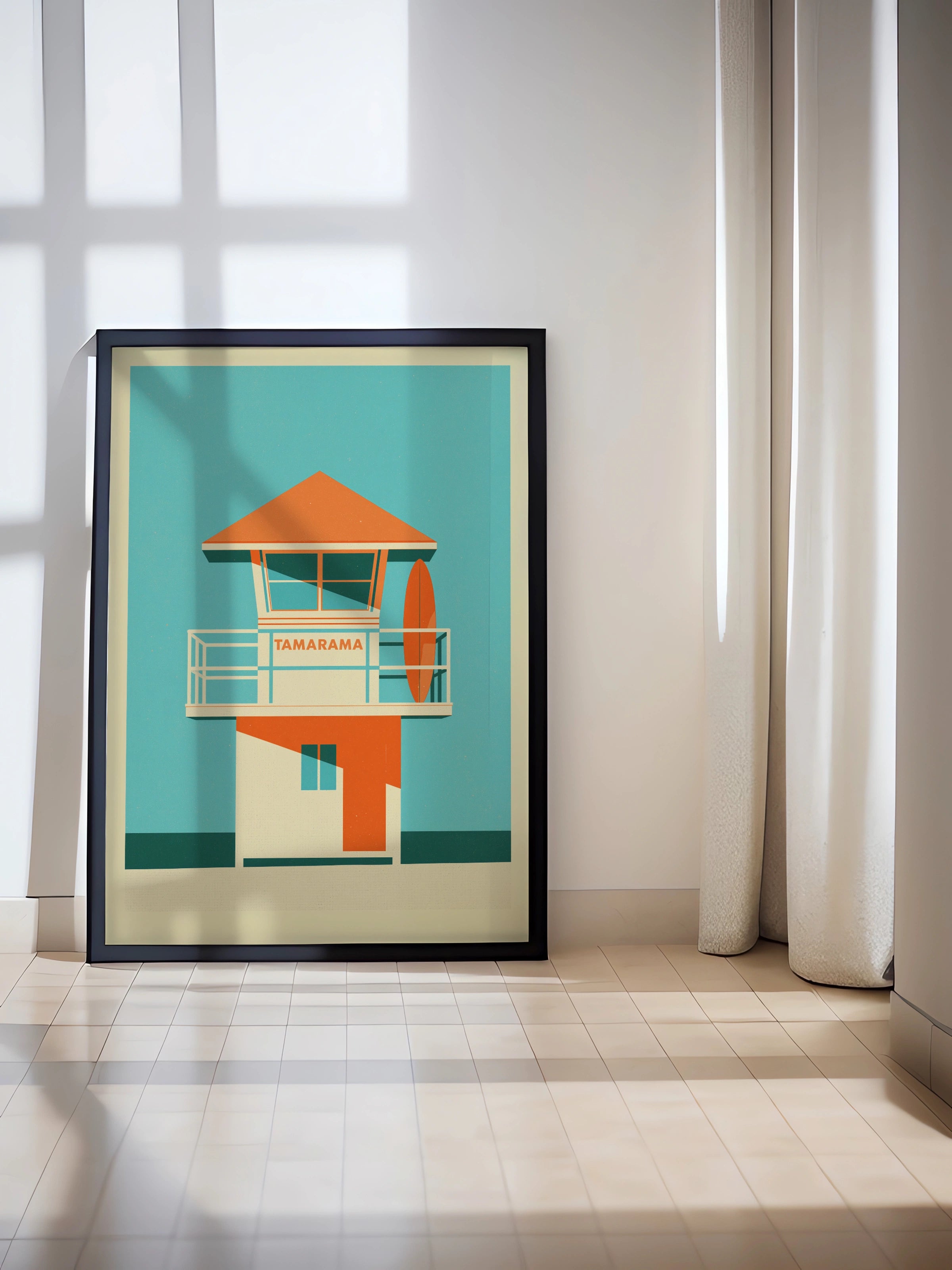Tamarama Beach Poster | Sydney Coastal Wall Art | Australian Surf Print | Vintage Travel Poster | Risograph Beach Decor | Ocean Artwork