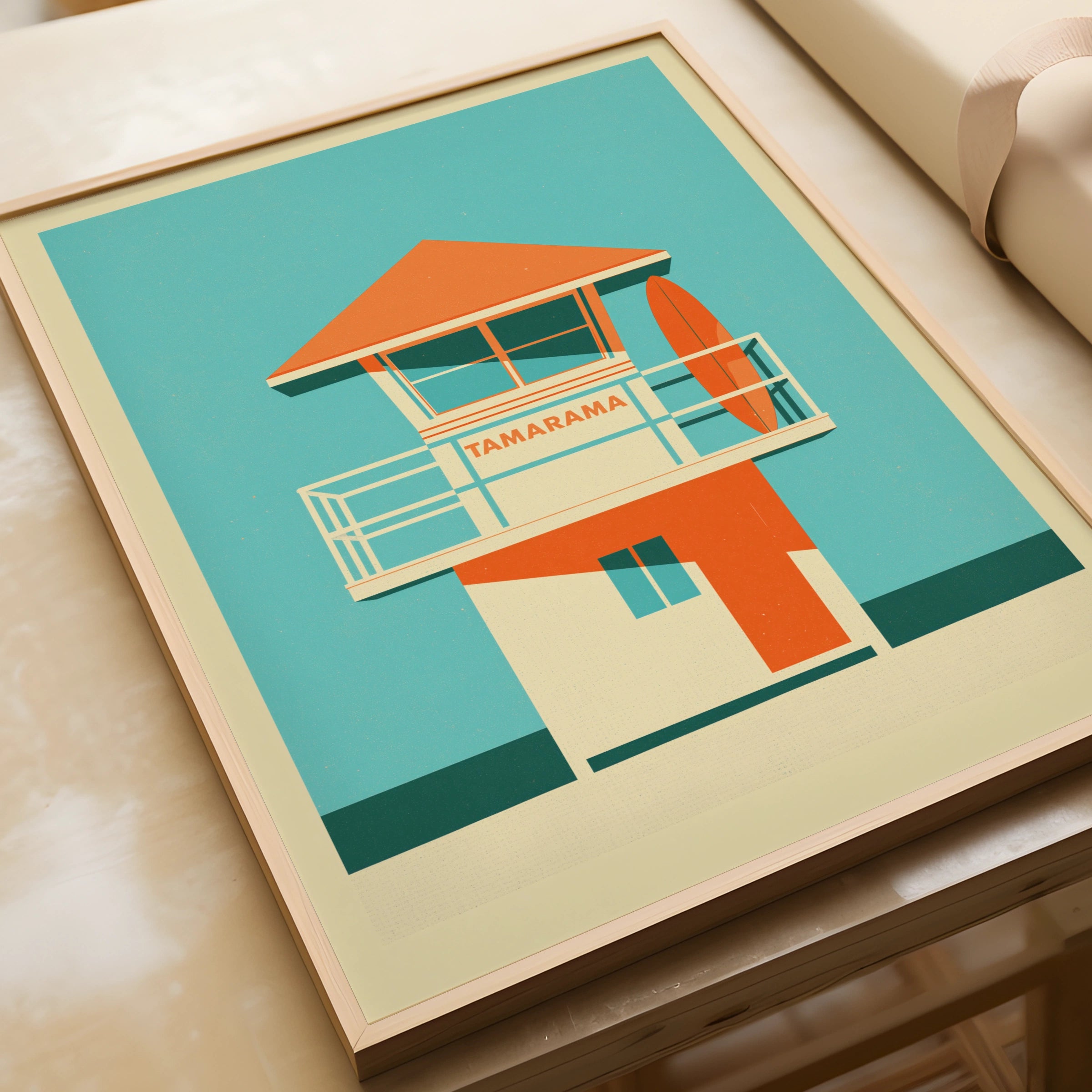 Tamarama Beach Poster | Sydney Coastal Wall Art | Australian Surf Print | Vintage Travel Poster | Risograph Beach Decor | Ocean Artwork