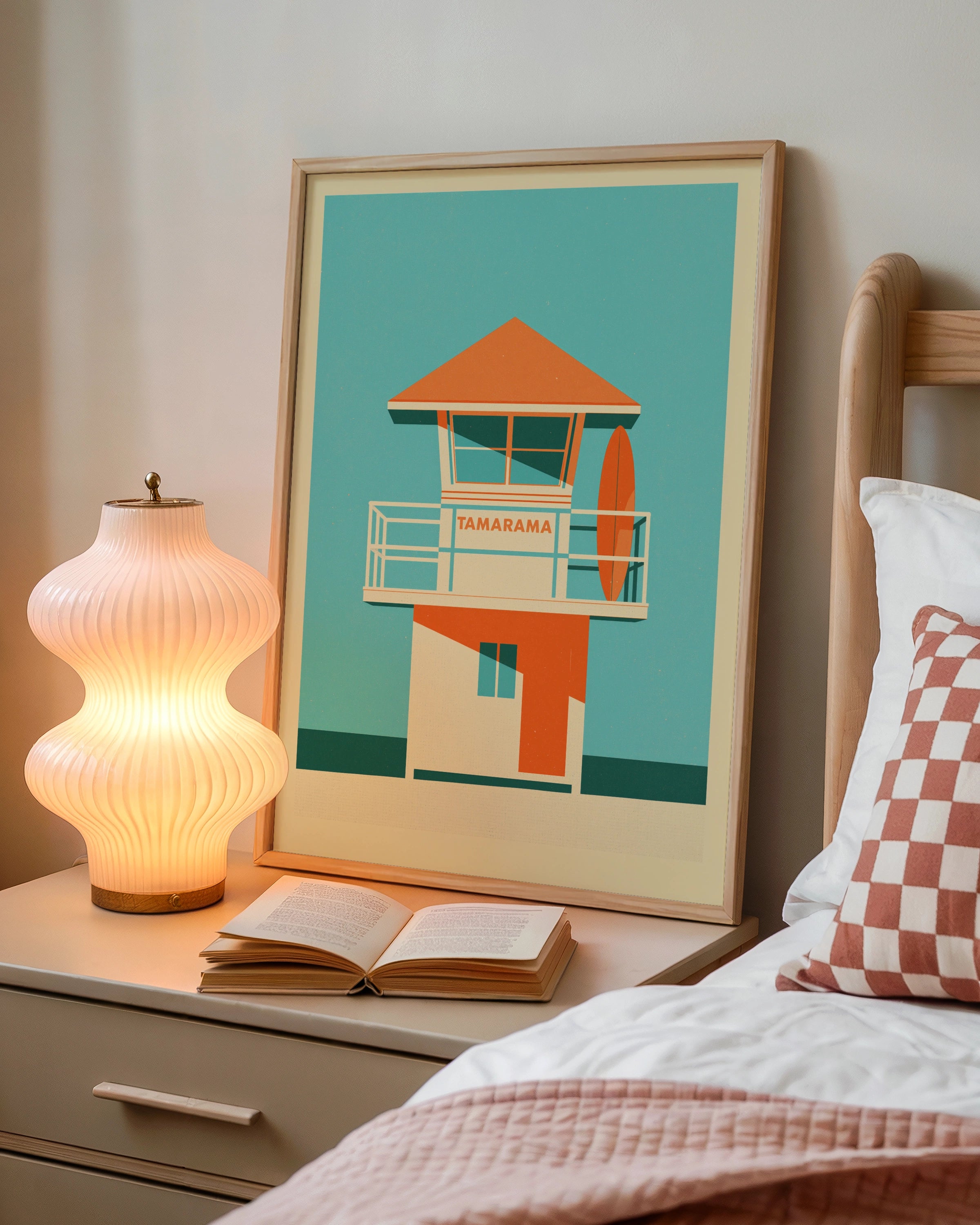 Tamarama Beach Poster | Sydney Coastal Wall Art | Australian Surf Print | Vintage Travel Poster | Risograph Beach Decor | Ocean Artwork