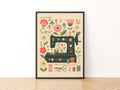 Retro Sewing Machine Print, Floral Craft Room Wall Art, Sew Lovely Sewing Gift Poster