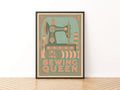 Sewing Queen Retro Sewing Print, Craft Room Wall Art, Vintage Sewing Machine Poster