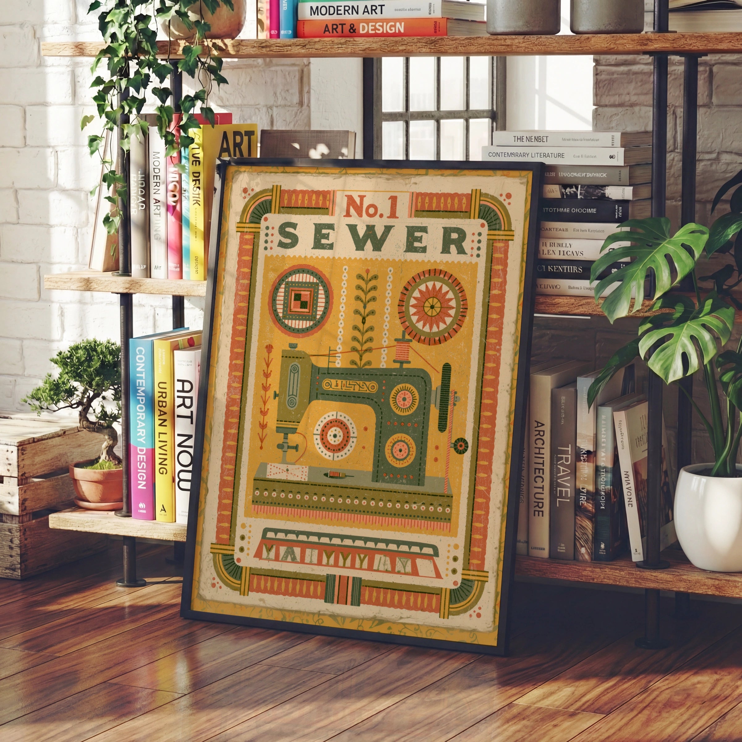 No.1 Sewer Retro Sewing Print, Craft Room Wall Art, Vintage Sewing Machine Poster