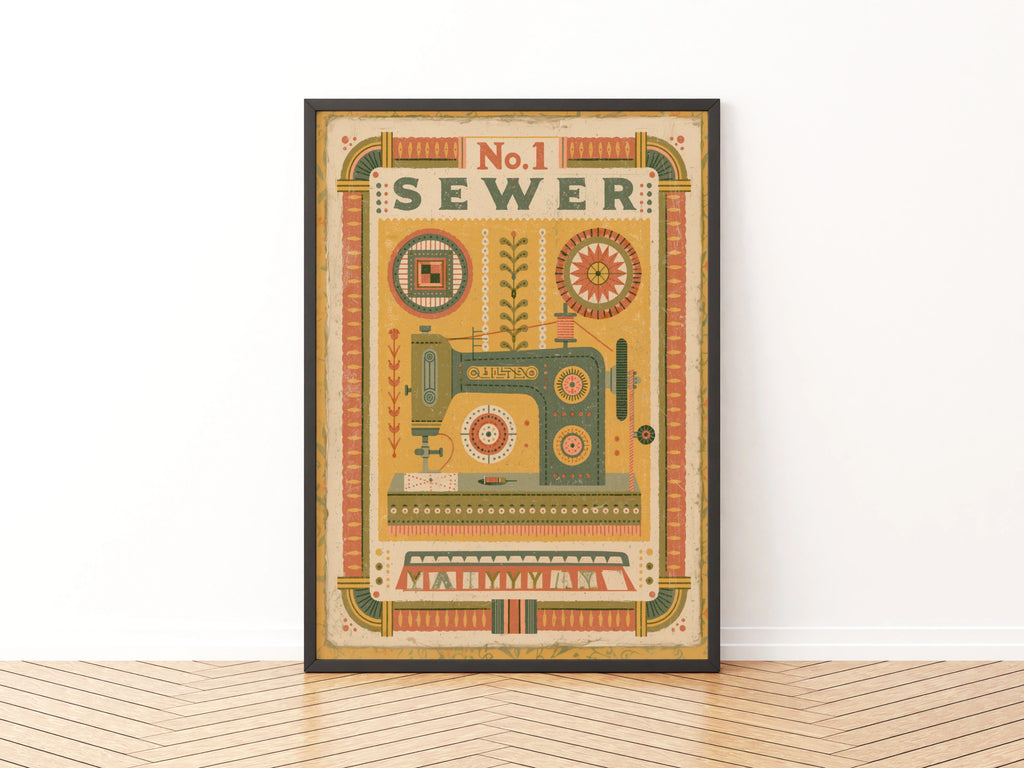 No.1 Sewer Retro Sewing Print, Craft Room Wall Art, Vintage Sewing Machine Poster