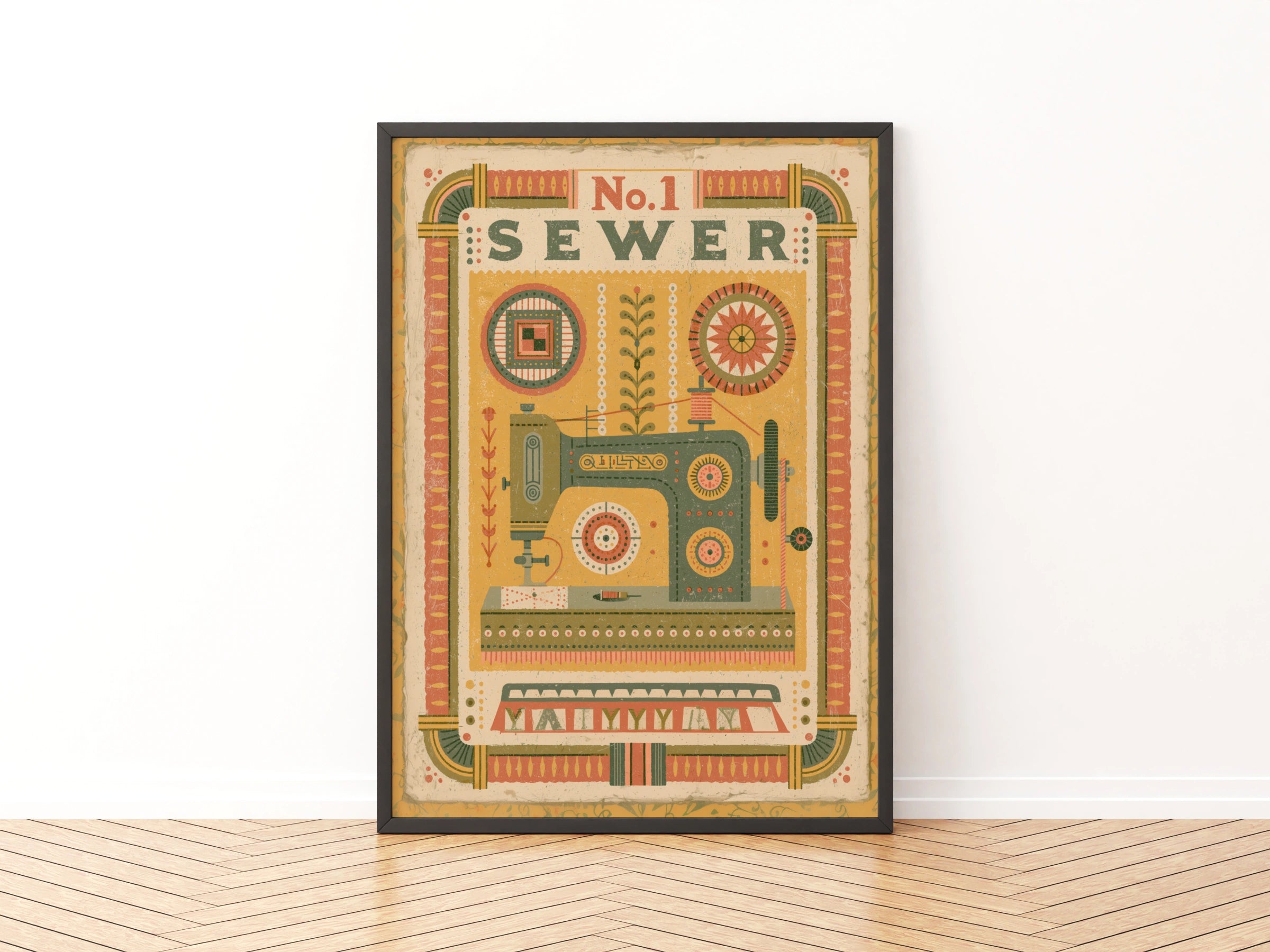 No.1 Sewer Retro Sewing Print, Craft Room Wall Art, Vintage Sewing Machine Poster