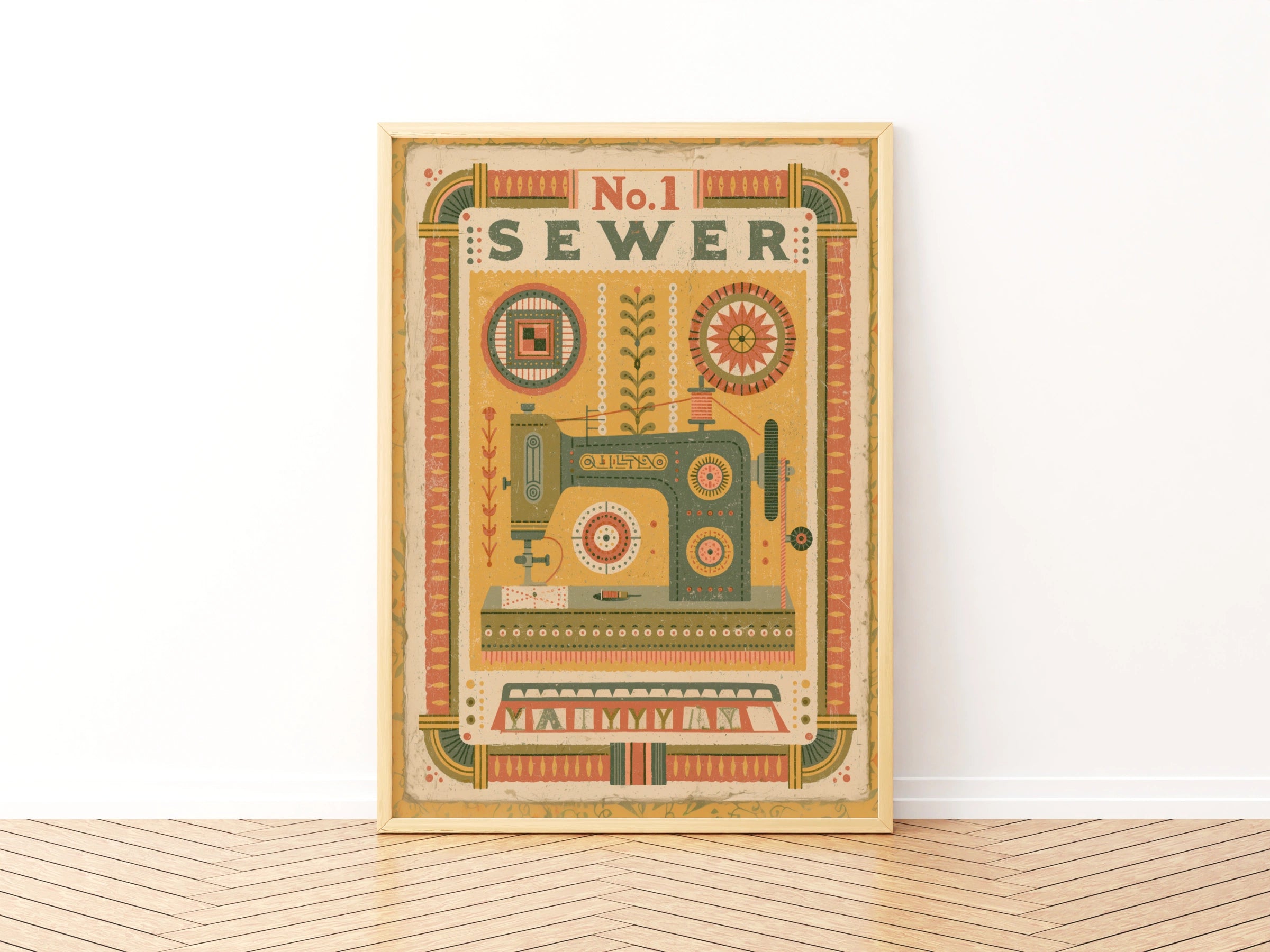 No.1 Sewer Retro Sewing Print, Craft Room Wall Art, Vintage Sewing Machine Poster
