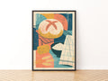 Vintage Food Poster Print, Rustic Bread Baking Art, Retro Mid Century Risograph Kitchen Decor