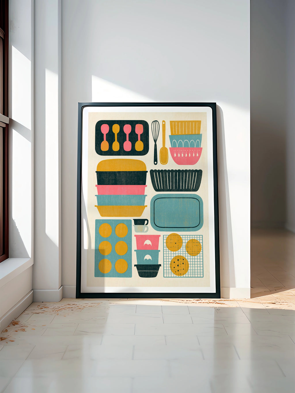Vintage Food Poster Print, Baking Kitchen Wall Art, Retro Mid Century Risograph, Rustic Kitchen, Kitsh Kitchen Gallery print